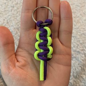 Purple and Neon Yellow MINI Paracord Keychain / Bag Charm